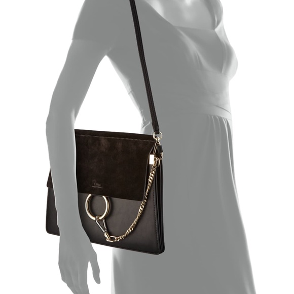 100% Authentic Chloe Faye Suede-Flap Shoulder Bag - Picture 3 of 12